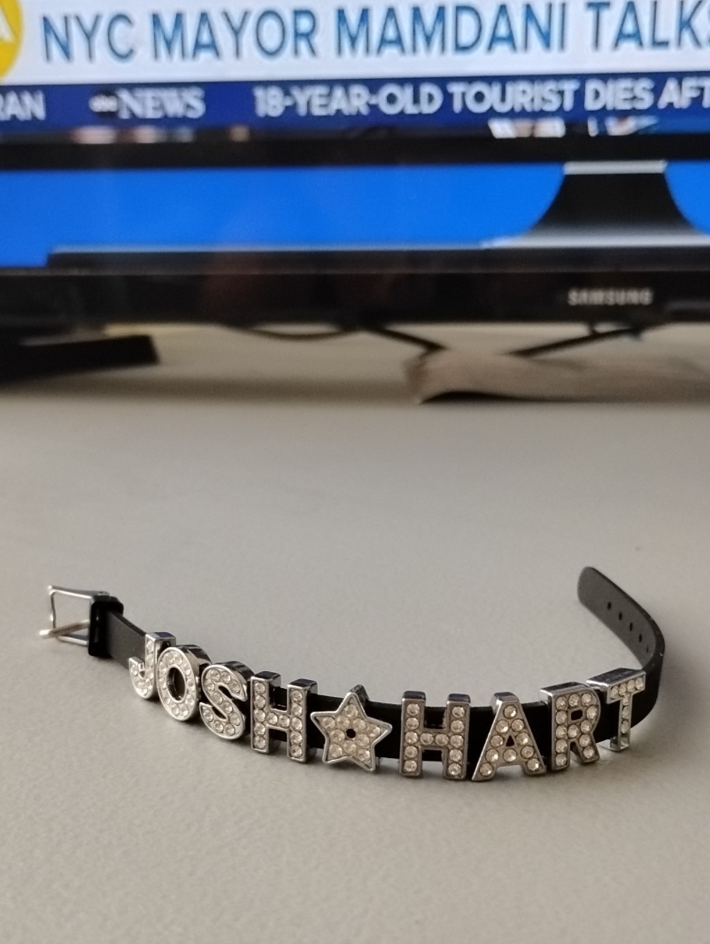 Personalized Black Crystal Letter Bracelet - JOSH HART 🏀 Style